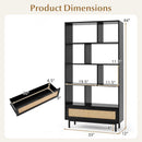 64-Inch Tall Wooden Bookcase with 8 Cubes and Drawer