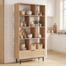 64-Inch Tall Wooden Bookcase with 8 Cubes and Drawer