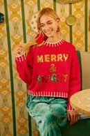 BiBi Christmas Theme Sequin Lattering Sweater