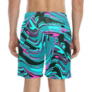 Teal and Black Abstract Rave Swim Shorts
