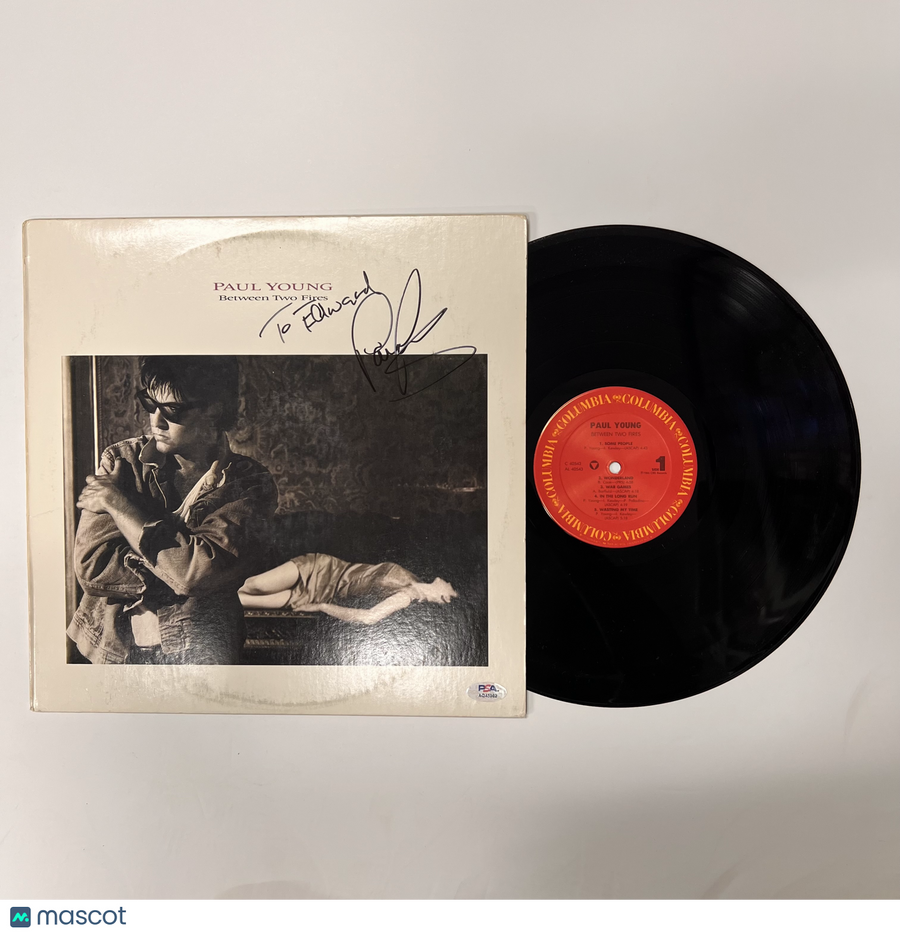 Paul Young  Signed Between Two Fires Vinyl Album PSA Autographed