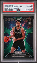 2023 Panini Prizm Deep Space Deep Space-Green Prizm Victor Wembanyama 10 PSA #1