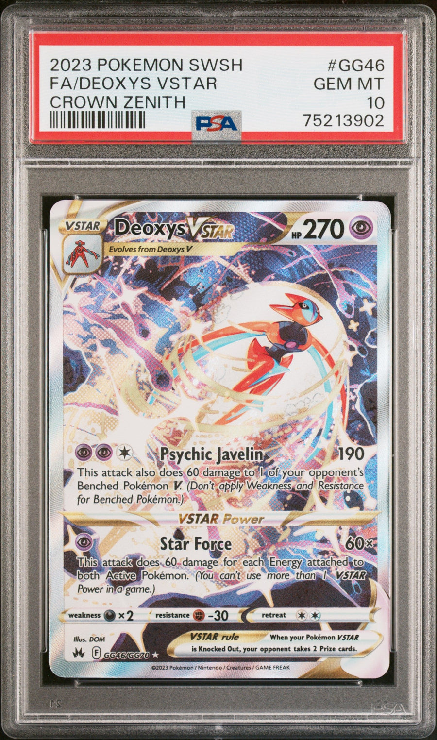 2023 Pokemon Sword And Shield Crown Zenith Fa/Deoxys Vstar 10 PSA #GG46