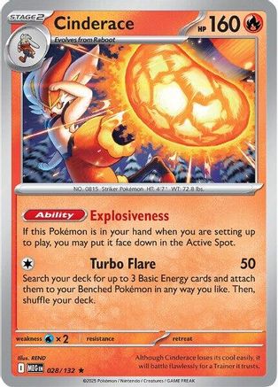 Cinderace 028 - ME01 Mega Evolution Reverse Holofoil