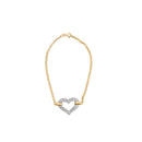 10K Two Tone Gold 1/4 Cttw Diamond Encrusted Heart Charm 7" Bracelet (H-I Color, I1-I2 Clarity)