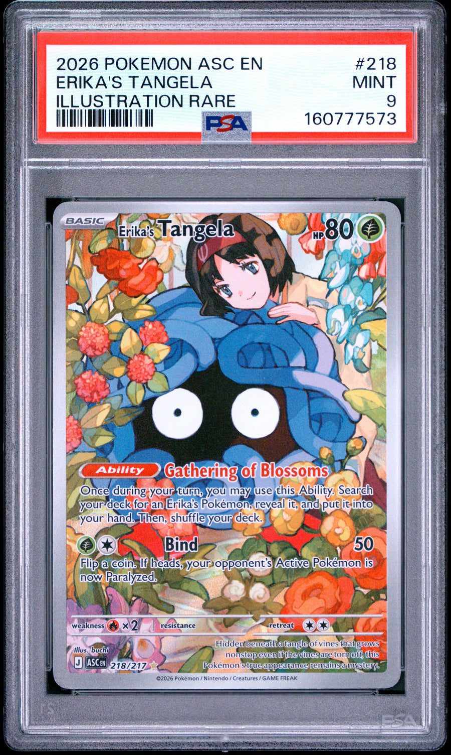 2026 Pokemon Ascended Heroes Illustration Rare Erika'S Tangela 9 PSA #218