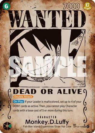 Monkey.D.Luffy (118) (Wanted Poster) (OP13-118) - Carrying On His Will Foil