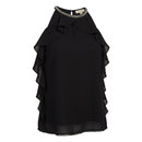 Michael Kors Ruffled Chain-Hardware Top,Size Small