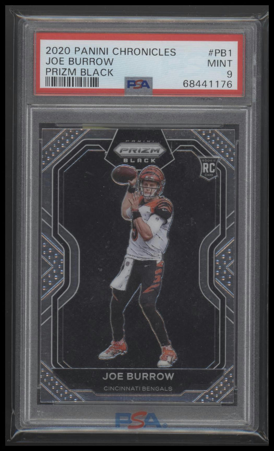 2020 Panini Chronicles Prizm Black Prizm Black Joe Burrow 9 PSA #PB1