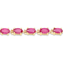 14K Yellow Gold Plated 7.00 Carat Glass Filled Ruby .925 Sterling Silver Bracelet