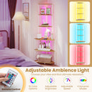 65 Inch 6-Tier Corner Shelf with Charging Station and Ambience Light