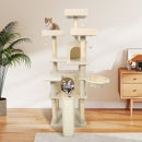 65 Inch Tall Multi-level Cat Tree with 3 Upholstered Perch and 2 Cat Condos