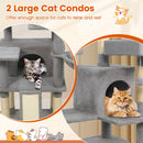 65 Inch Tall Multi-level Cat Tree with 3 Upholstered Perch and 2 Cat Condos