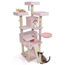 65 Inch Tall Multi-level Cat Tree with 3 Upholstered Perch and 2 Cat Condos