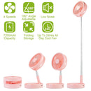 Portable Folding Desk Table Fan Quiet USB Rechargeable Telescopic Standing Floor Fan w/ 4 Speeds Adjustable Height 180¡ Tilting Angle For Office Home