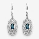 1.32 Carat Genuine London Blue Topaz and White Topaz .925 Sterling Silver Earrings