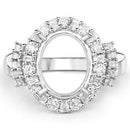 0.83 Carat Genuine White Diamond 14K White Gold Semi Mount Ring - holds 11x9mm Oval Gemstone
