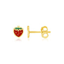 14k Yellow Gold Enameled Strawberry Childrens Earrings