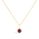 10K White Gold Purple Amethyst and 1/10 Cttw Diamond Accent Halo Pendant Necklace