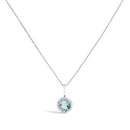 10K White Gold Purple Amethyst and 1/10 Cttw Diamond Accent Halo Pendant Necklace
