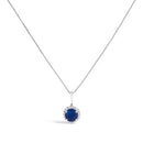 10K White Gold Purple Amethyst and 1/10 Cttw Diamond Accent Halo Pendant Necklace