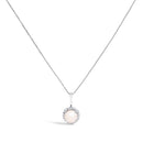 10K White Gold Purple Amethyst and 1/10 Cttw Diamond Accent Halo Pendant Necklace