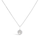 10K White Gold Purple Amethyst and 1/10 Cttw Diamond Accent Halo Pendant Necklace