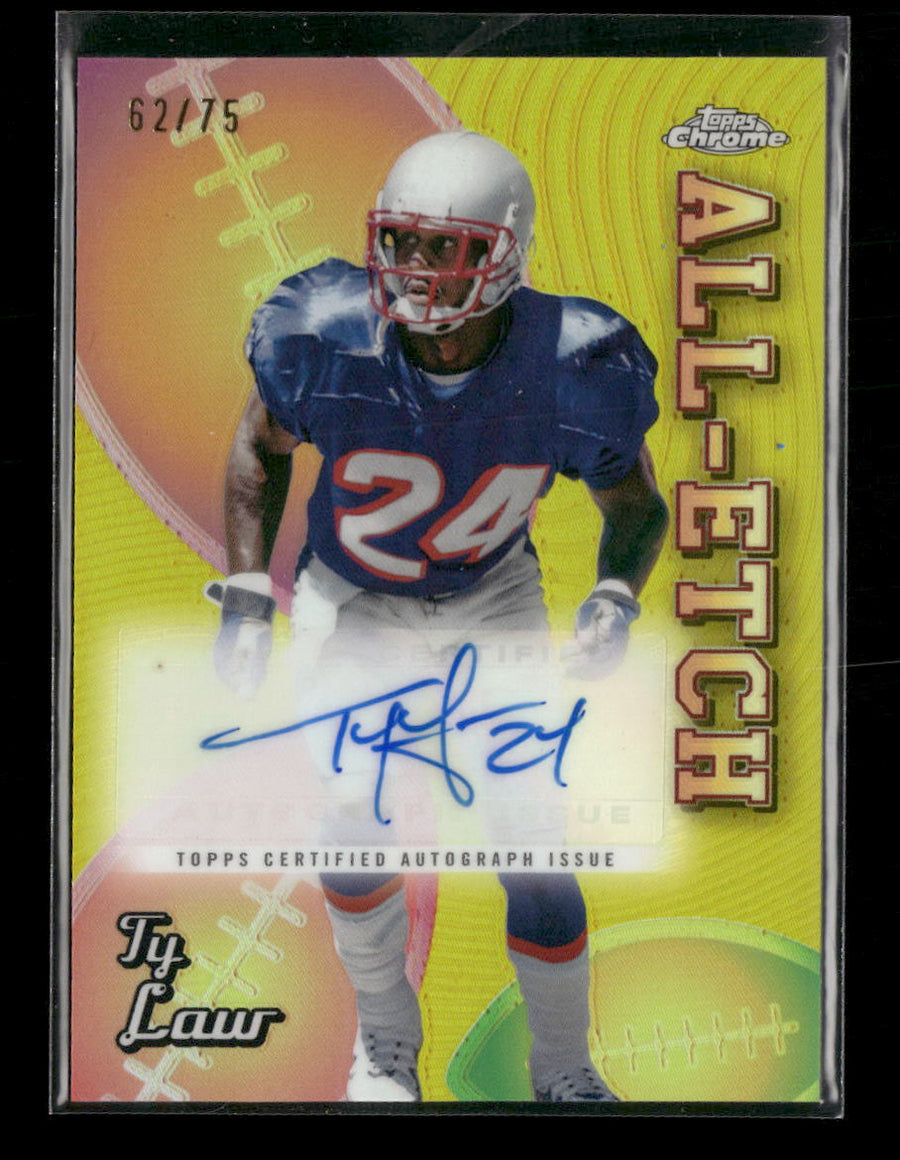 2024 Topps Chrome All-Etch Autographs Yellow Refractor Ty Law #/75 Auto #AEA-TL