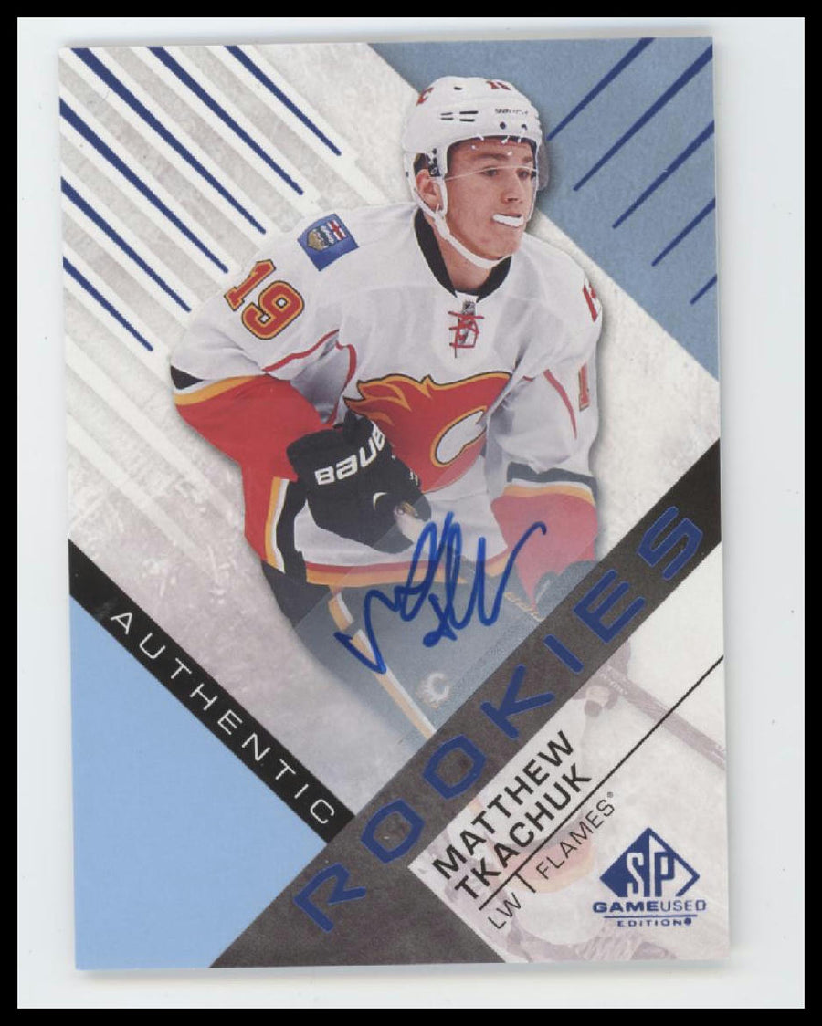 2016-17 SP Game Used Blue Autographs Matthew Tkachuk Rookie Auto #108