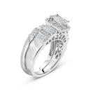 Sterling Silver 1.0 Cttw Diamond Composite Head Bridal Engagement Ring Set