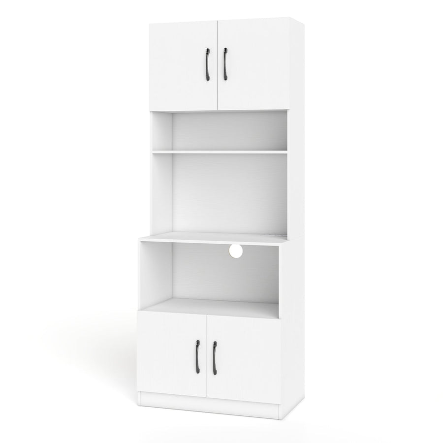 66 Inch Kitchen Pantry Cabinet with Charging Station and Adjustable Shelves for Dining Room