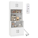 66 Inch Kitchen Pantry Cabinet with Charging Station and Adjustable Shelves for Dining Room