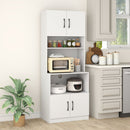 66 Inch Kitchen Pantry Cabinet with Charging Station and Adjustable Shelves for Dining Room