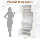 66 Inch Kitchen Pantry Cabinet with Charging Station and Adjustable Shelves for Dining Room