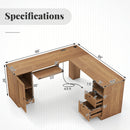 66 Inch L-Shaped Writing Study Workstation Computer Desk with Drawers