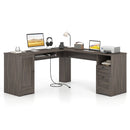 66 Inch L-Shaped Writing Study Workstation Computer Desk with Drawers