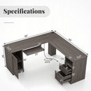 66 Inch L-Shaped Writing Study Workstation Computer Desk with Drawers