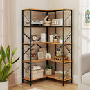 5-Tier L-Shaped Corner Bookcase with Metal Frame, 66" Tall
