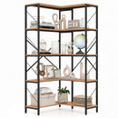 5-Tier L-Shaped Corner Bookcase with Metal Frame, 66" Tall
