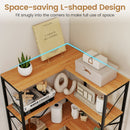 5-Tier L-Shaped Corner Bookcase with Metal Frame, 66" Tall