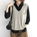 Simple V-neck Artistic Knit Vest