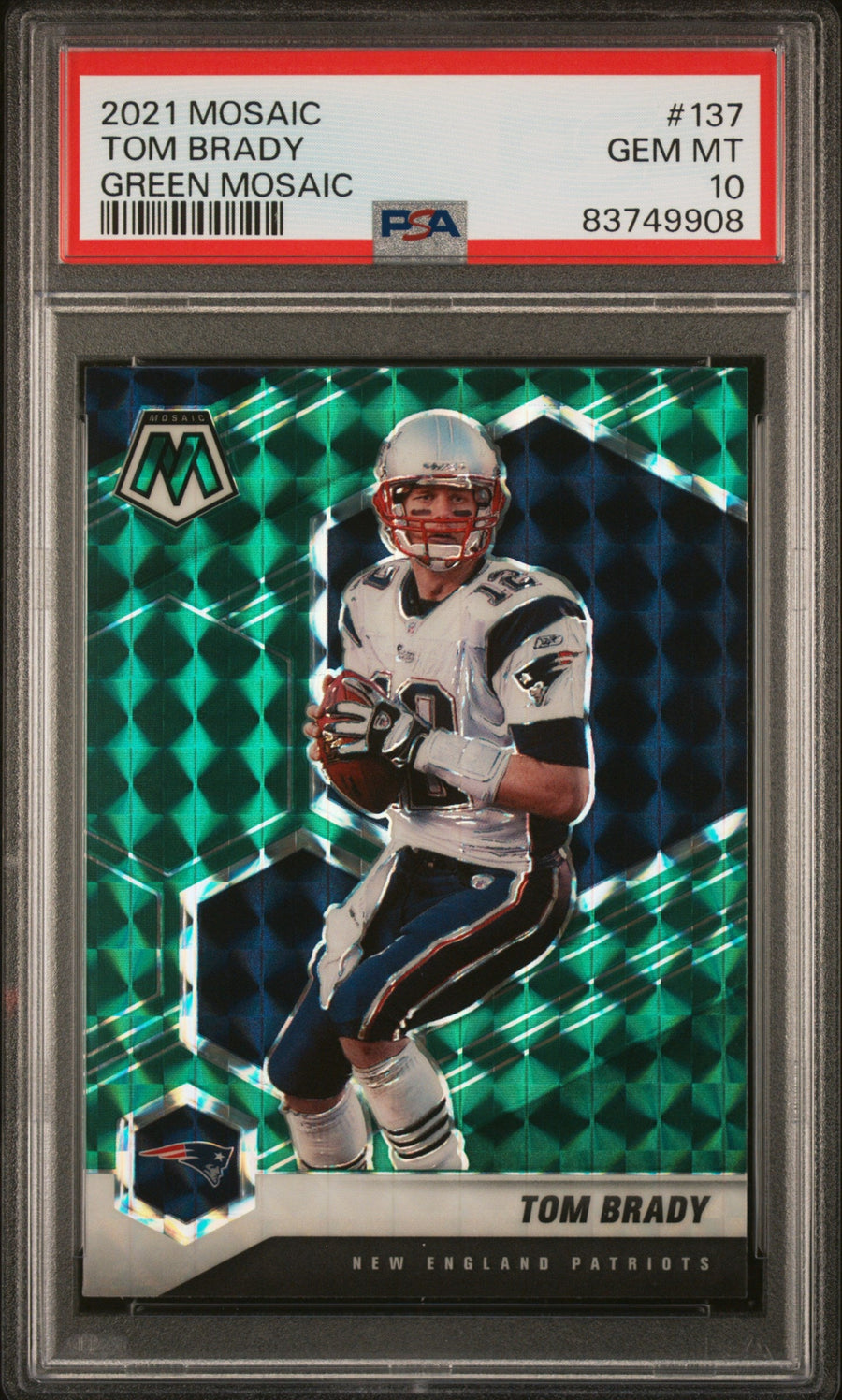 2021 Panini Mosaic Green Mosaic Tom Brady 10 PSA #137