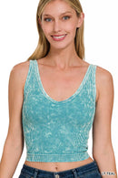 Zenana 2 Way Neckline Washed Ribbed Seamless Tank Top