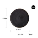 Black Crystal Ceramic Dessert Plate Round Flat Plate