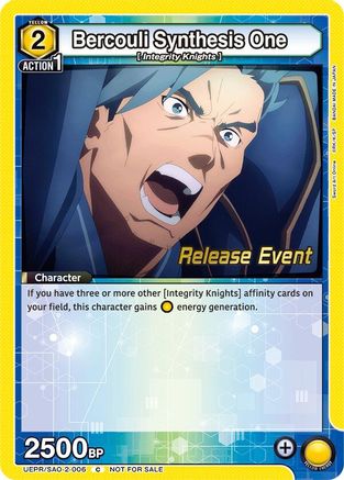 Bercouli Synthesis One (UEPR/SAO-2-006) - UEX06BT Sword Art Online Vol2 Release Event Cards