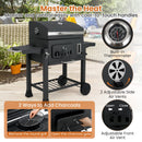24-Inch Barrel Charcoal Grill with 2 Folding Side Tables and 544 sq.in Cooking Area