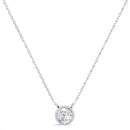 AGS Certified 10K White Gold 1/5 Cttw Bezel Set Round Diamond Solitaire 16-18" Adjustable Pendant Necklace (H-I Color, SI1-SI2 Clarity)