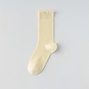 Womens Socks Solid Color Mid-calf Length Summer Thin Style Pure Cotton