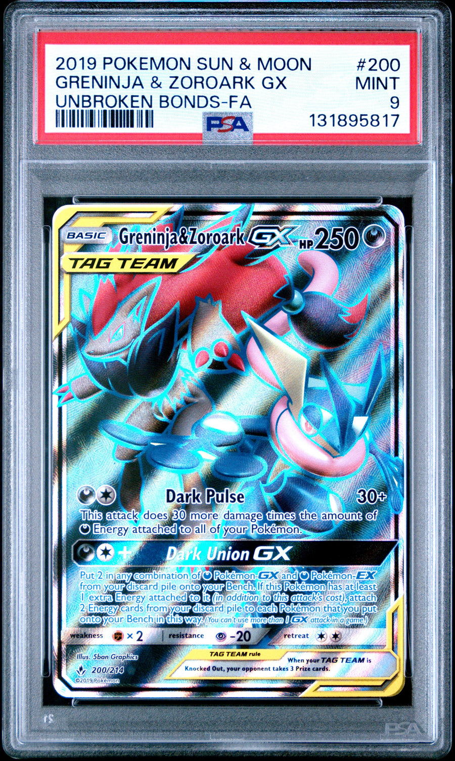 2019 Pokemon Sun & Moon Unbroken Bonds-Fa Greninja & Zoroark Gx 9 PSA #200