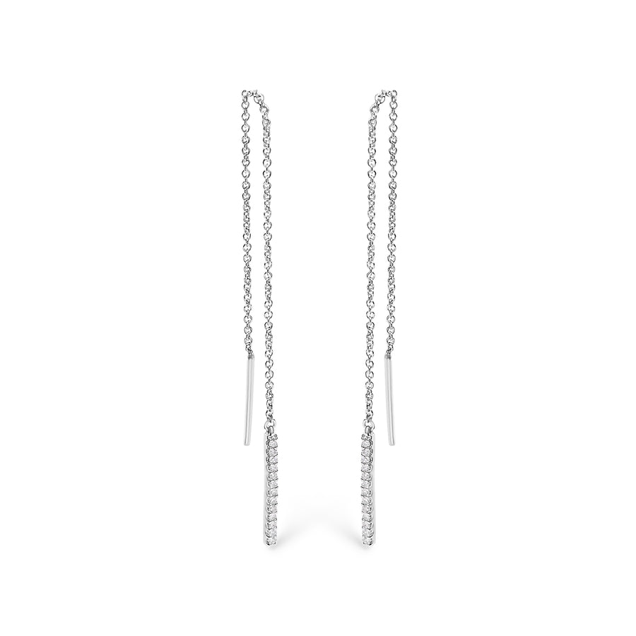 10K White Gold 1/10 Cttw Diamond Threader Earrings